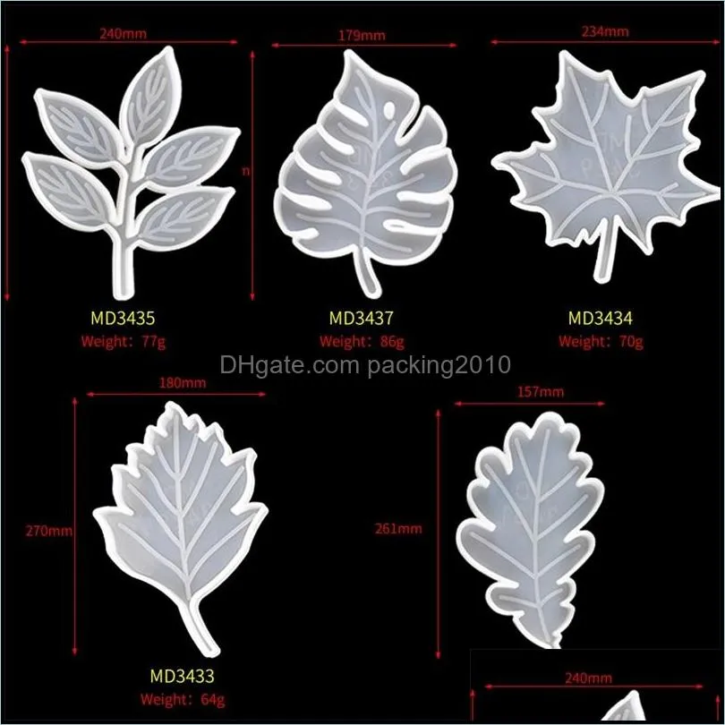 diy epoxy resin silicone molds drop glue crystal small large leaf maple leaves cup mat mould craft tools high quality 9qz m2