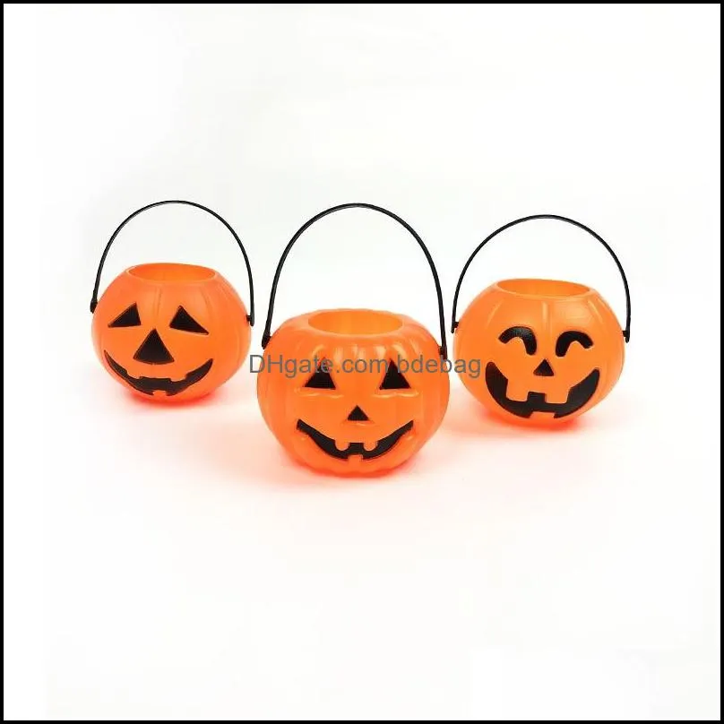 halloween decorations pumpkin bucket with handles plastic candy buckets for kids trick or treat 5012 q2