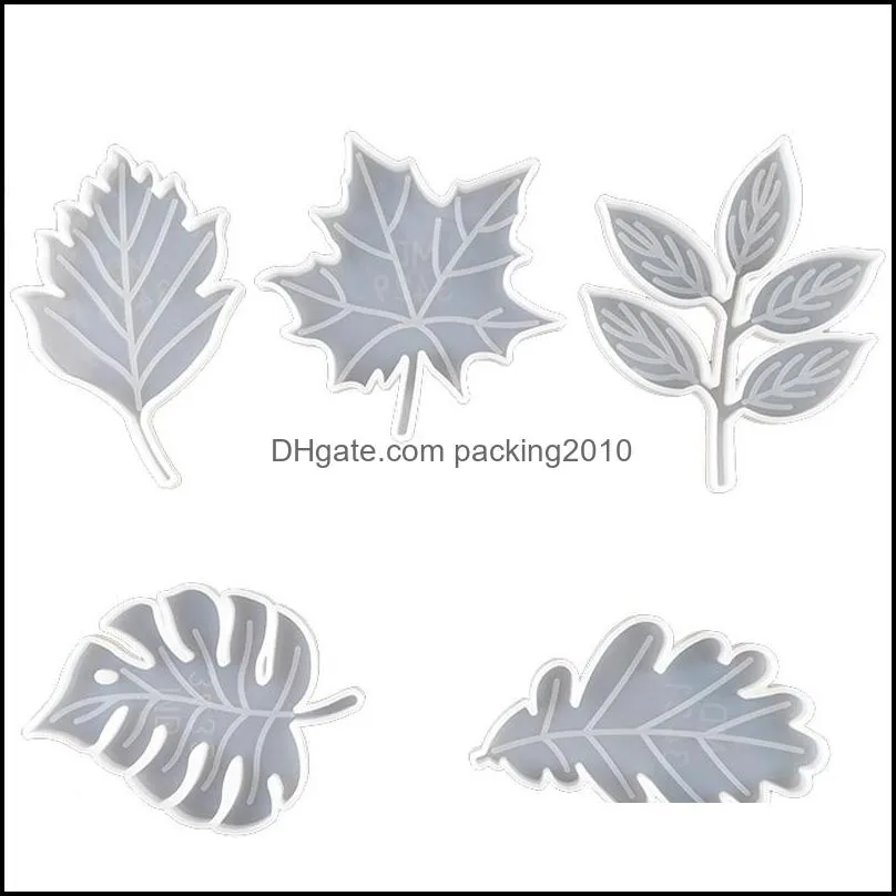 diy epoxy resin silicone molds drop glue crystal small large leaf maple leaves cup mat mould craft tools high quality 9qz m2