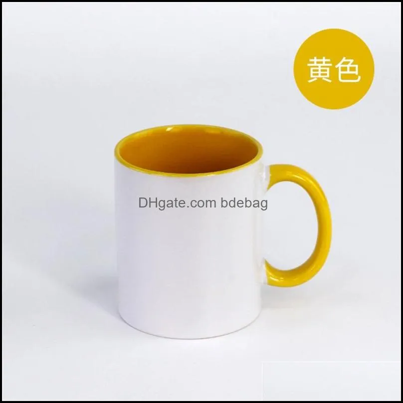 blank sublimation ceramic mug color handle inside cup by ink diy transfer heat press print sea hhc6845 1780 t2