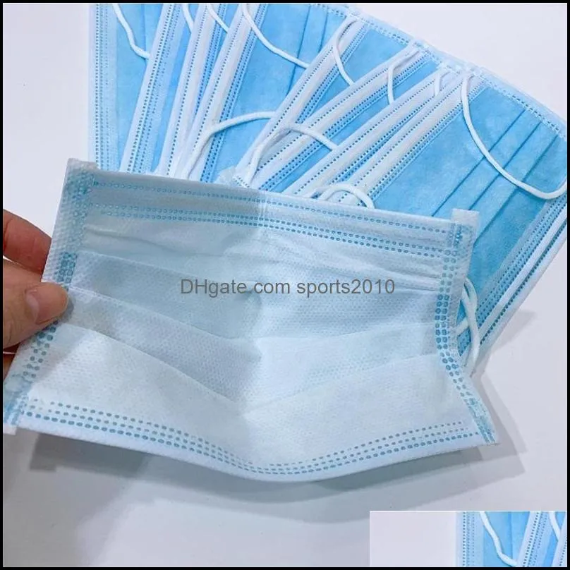 usa in stock disposable masks 50pcs protection and personal 3layer facial cover with earloop mouth face sanitary health mask 1705 t2