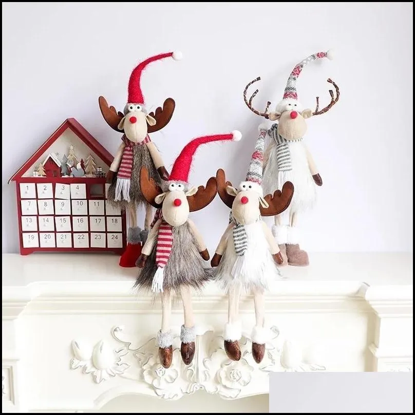 large standing elk doll with lights christmas gift for kid reindeer navidad ornaments home decor 220512