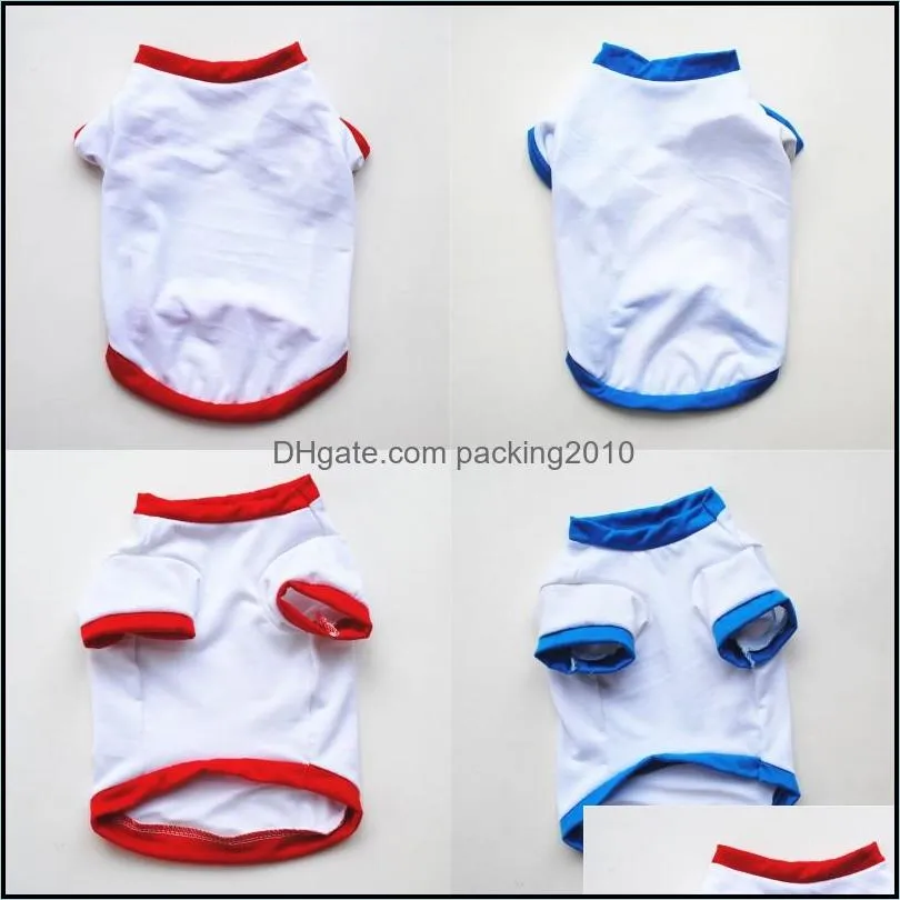 sublimation blanks solid white t shirts 2 colour red blue pet supplies clothing puppy small dog apparel spring summer unisex 3 5ye g2