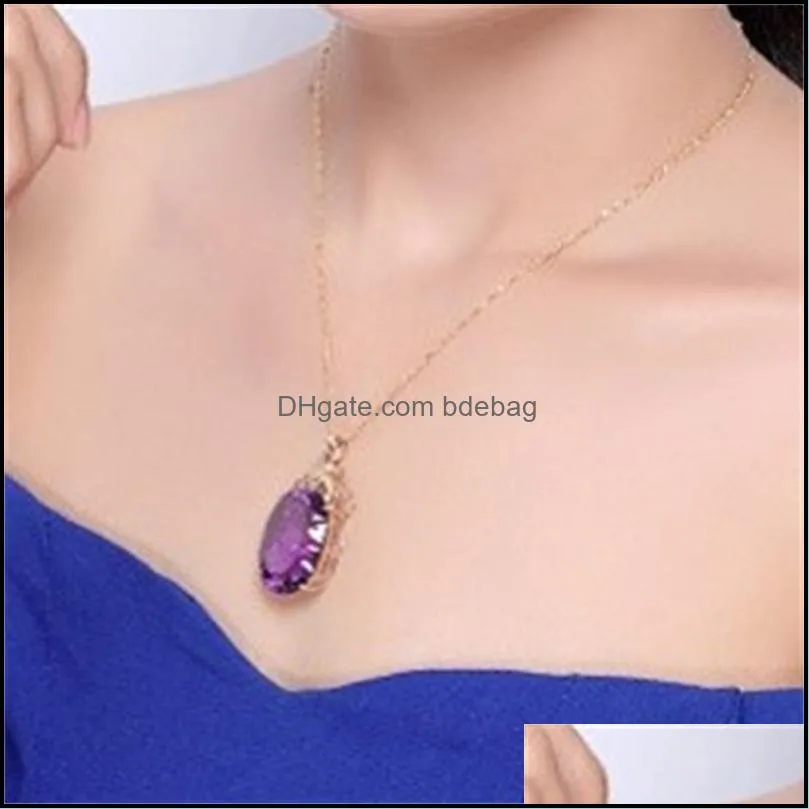 golden 36ct amethyst colour oval crystals hanger chaining lady bruiloft jewellery 694 r2