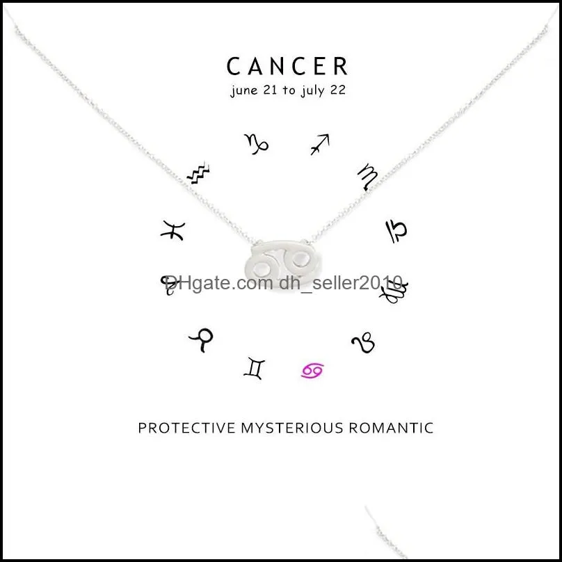 minimalism 12 constellation cancer necklaces for women zodiac chains necklace valentines gifts fashion jewelry with white card