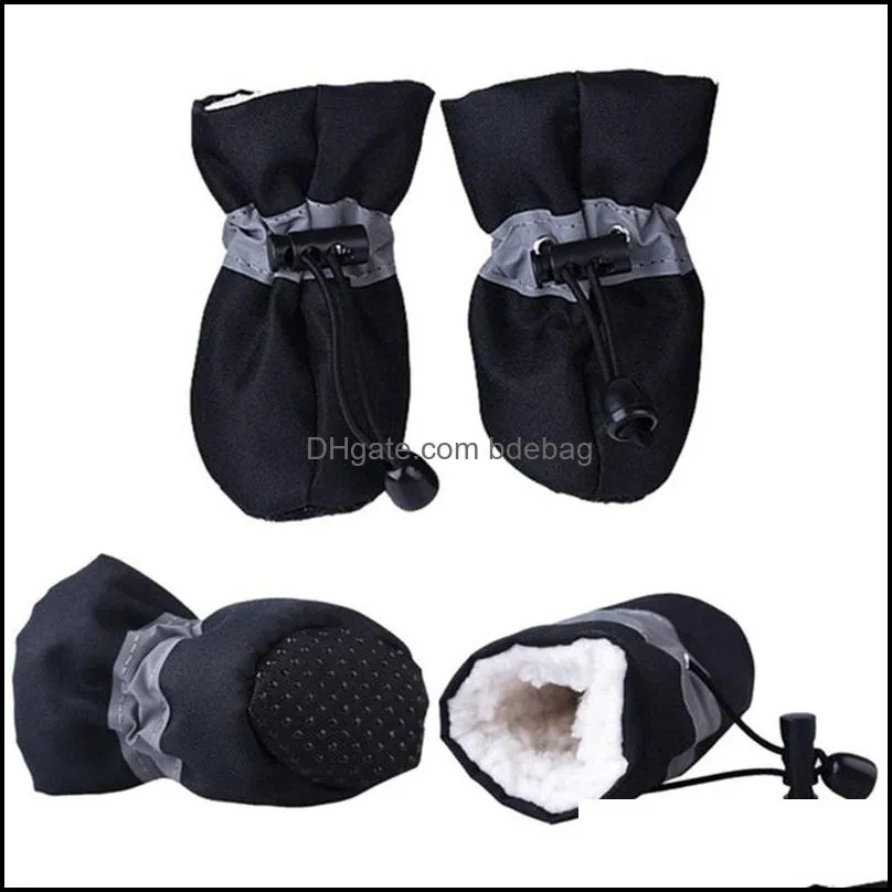 4pcs/set waterproof winter pet dog shoes antislip rain snow boots footwear thick warm for small cats dogs puppy dog socks booties 4922
