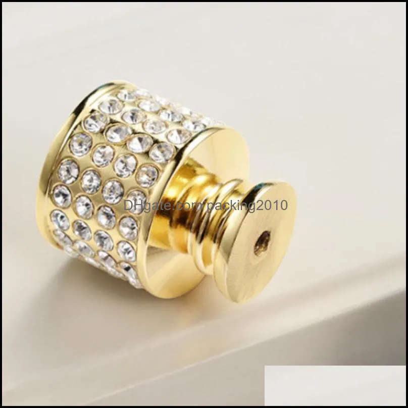 luxury 24k real gold czech crystal brass round cabinet door knobs and handles furnitures cupboard wardrobe drawer pull handles 1343 t2