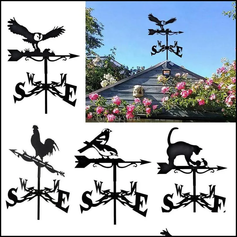 iron farmhouse weather vane roof mount wind direction indicator kit outdoor garden bracket speed spinner 220728