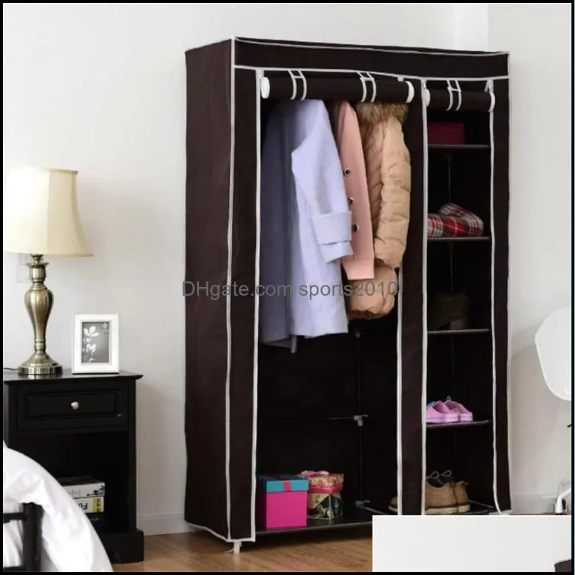 portable clothes closet wardrobe with nonwoven fabric and hanging rod quick and easy to assemble dark size 67 1963 v2