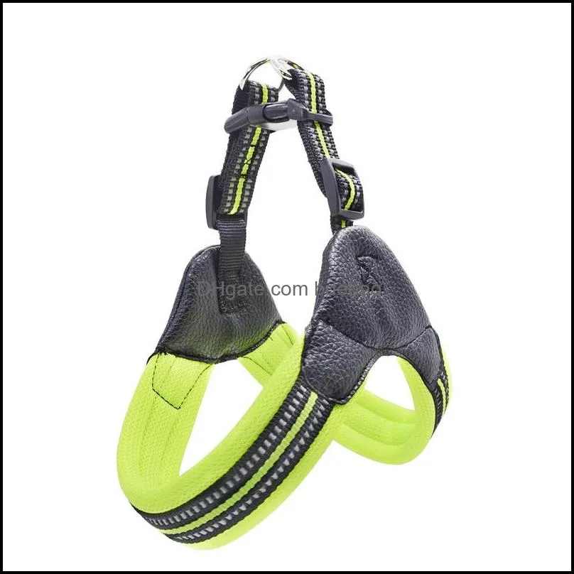 dog collars pet supplies dogs harness reflective multicolor multisize breathable fashionable firm pu chest harnesses 5513 q2