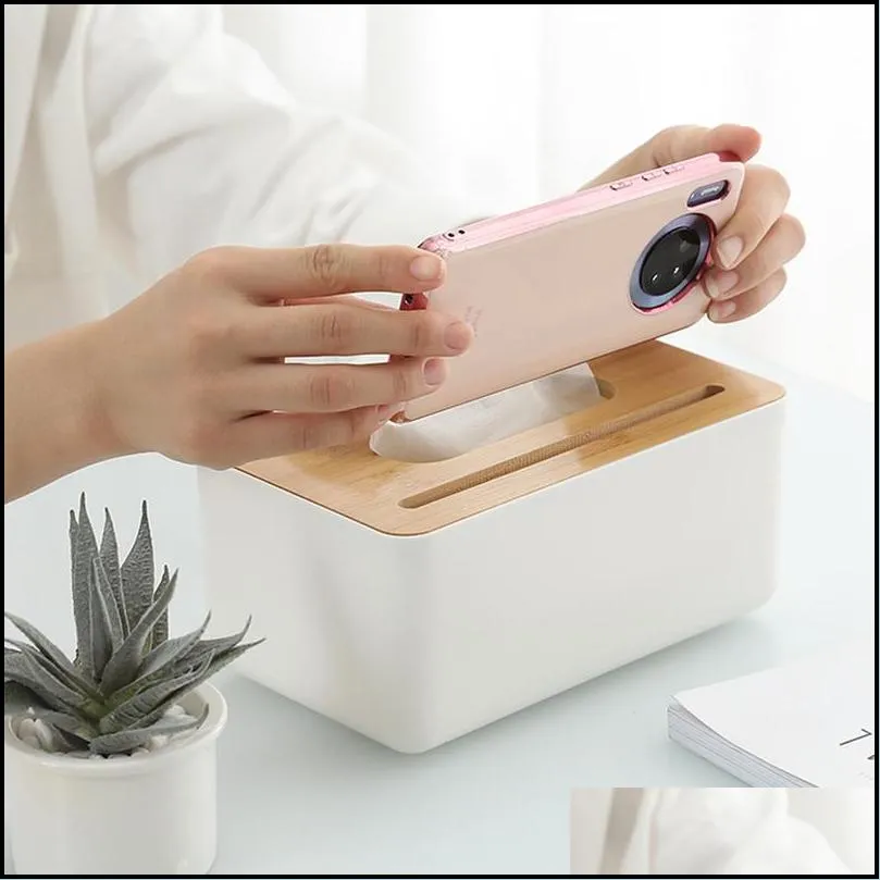 japanese tissue box wooden cover toilet paper solid wood napkin holder case simple stylish home car dispenser 220523
