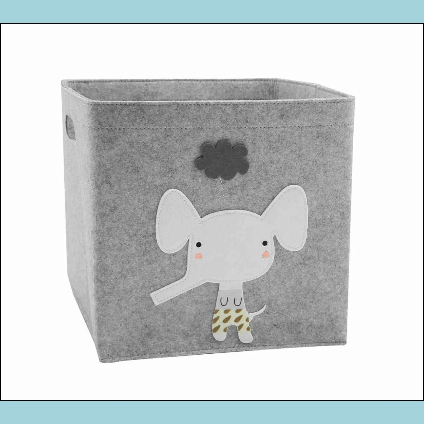 creative cartoon animal storage box felt fabric cube nursery shelf home closet folding basket for kids toys organizer 211102