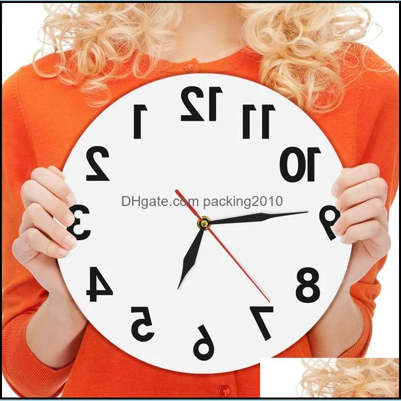 reverse wall clock unusual numbers backwards modern decorative clock watch excellent timepiece for your wall 2180 v2