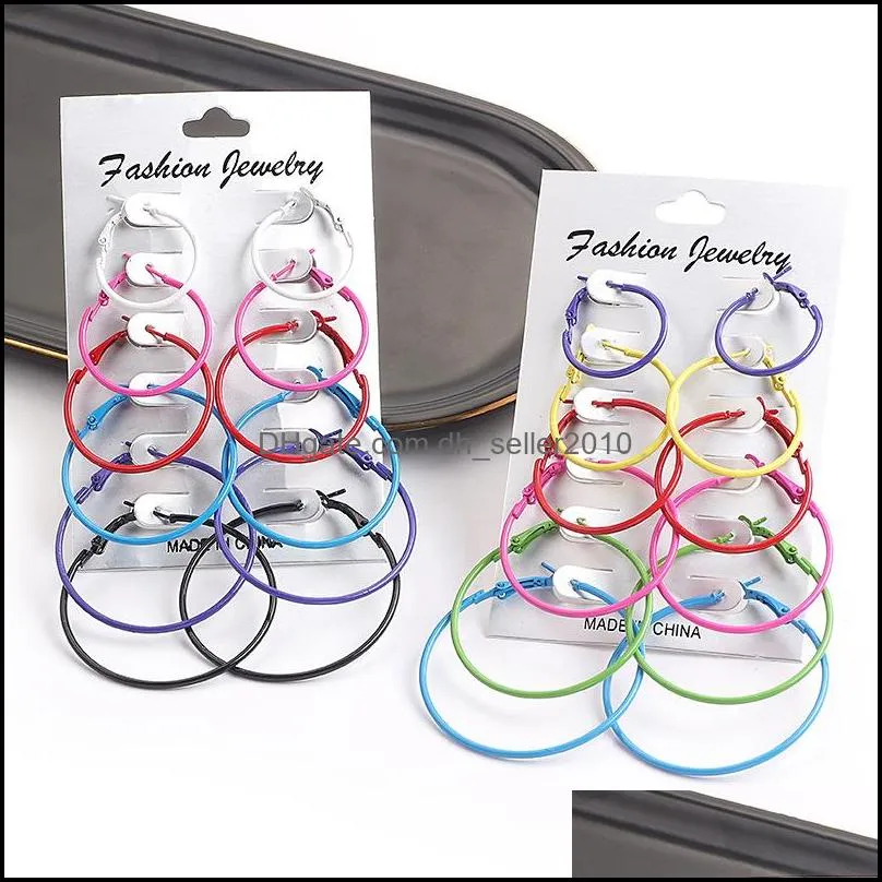 6pairs /12pairs punk hoop earrings set for women girls steampunk ear clip gold silver color big circle earring fashion jewelry party