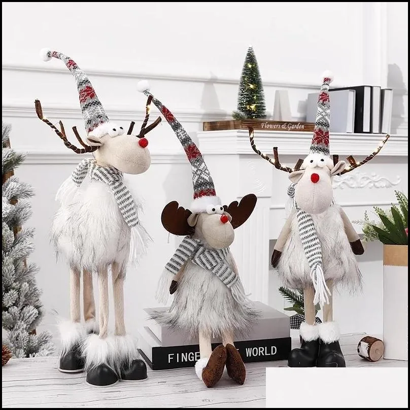 large standing elk doll with lights christmas gift for kid reindeer navidad ornaments home decor 220512