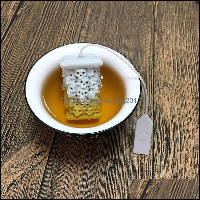 skull tower silicone tea infuser loose leaf cute strainer fda lfgb standard creative bag filter kitchen utensils 5022 q2