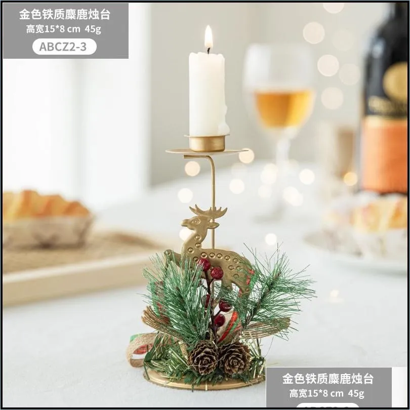 christmas decorations navidad xmas candle holder tree candlestick table ornament for year party dinner 220914