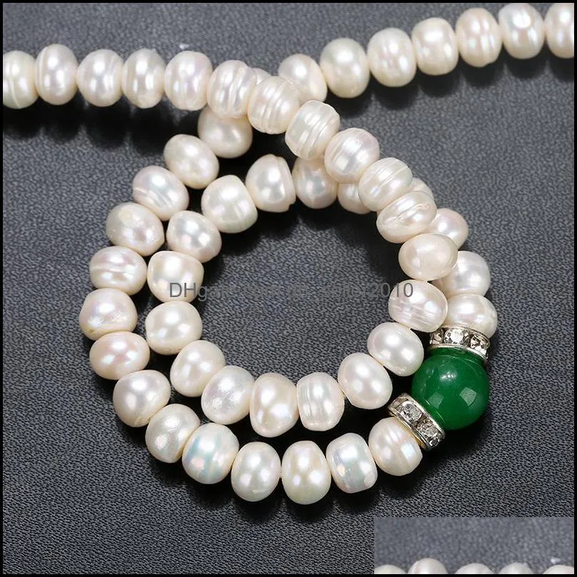 beautiful freshwater pearl necklace for women 78mm white pearl necklace with agate fashion jewelry gifts wholesale jewelry 6 pcs/lot