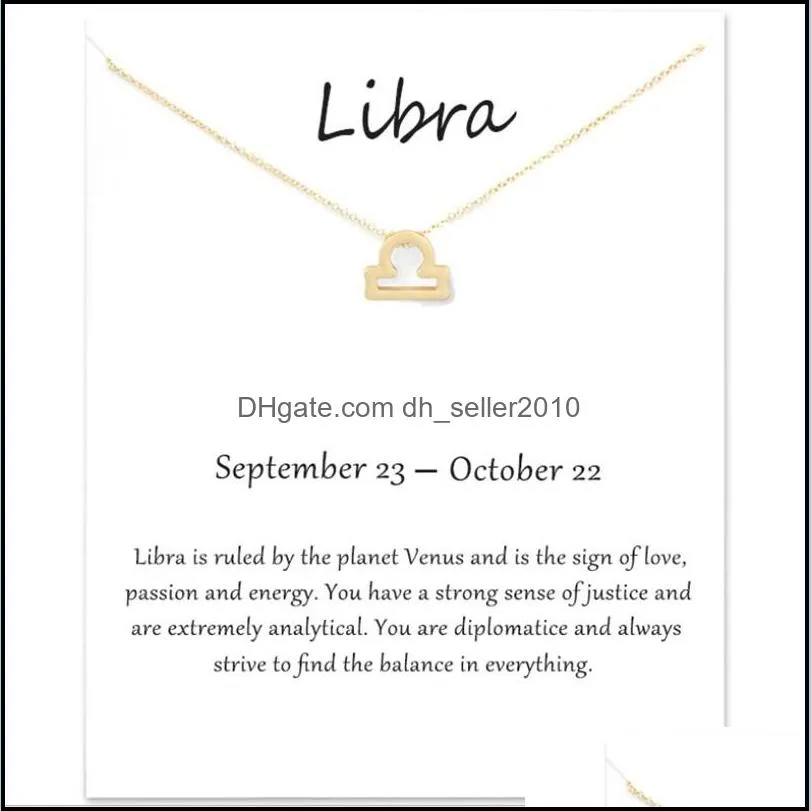 fashion jewelry 12 constellation libra pendant necklaces for women zodiac chains necklace gold silver color birthday gift