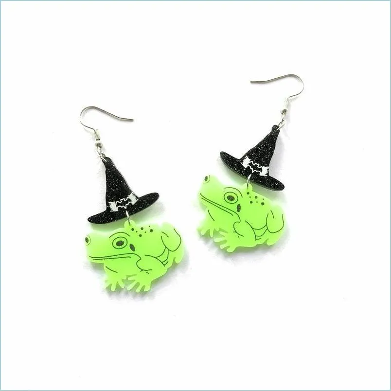 vintage magic frog prince acrylic dangle earrings for women harajuku witch hat drop earrings fashion jewelry accessories charms new