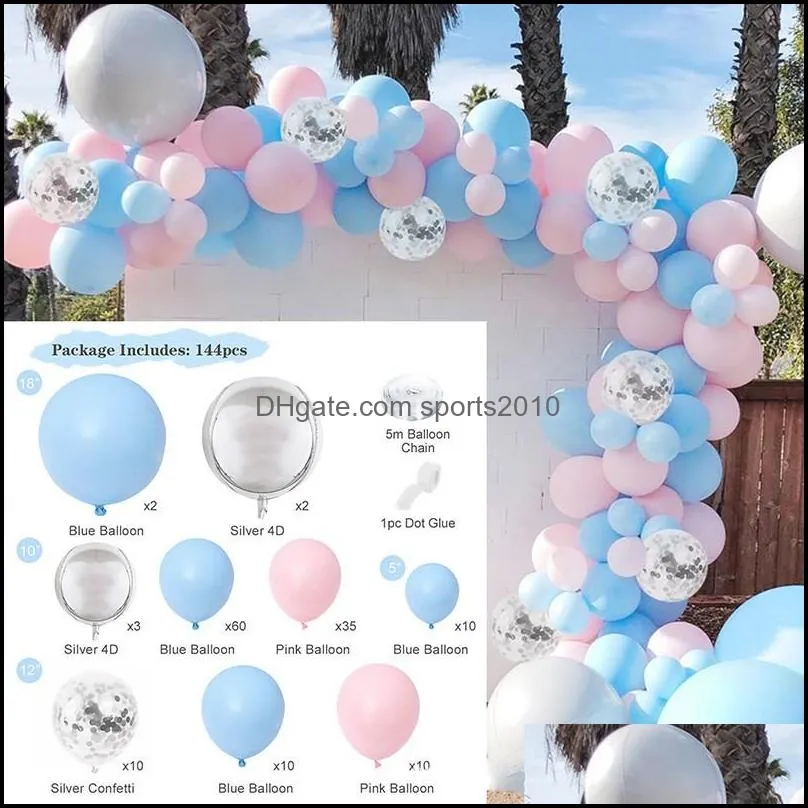 blue silver macaron metal balloon garland arch happy birthday party decoration kids wedding birthday baloon baby shower boy girl 716