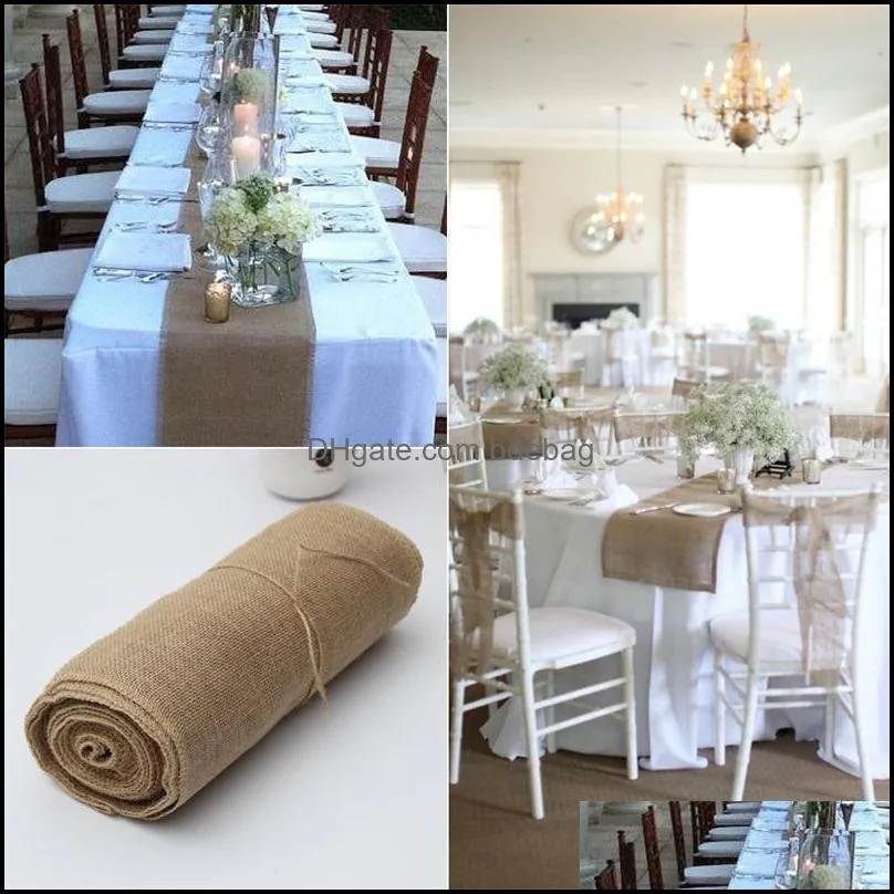 linen roll tablecloth hessian burlap true colors 30cmx10m chair back wedding celebration decorate table flag home kitchen 32tn m2