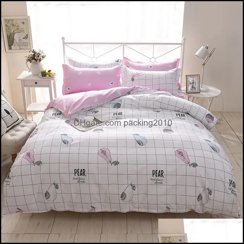 textiles nordic style pink heart bedding set cute bed linens duvet cover sheets and pillowcas queen king size home textile sets 1291