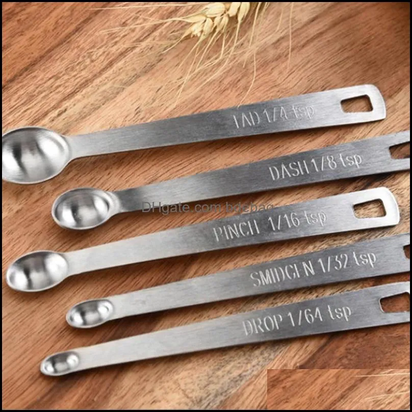 stainless steel mini kitchen tool seasoning measuring spoon five piece set combination baking 1483 t2