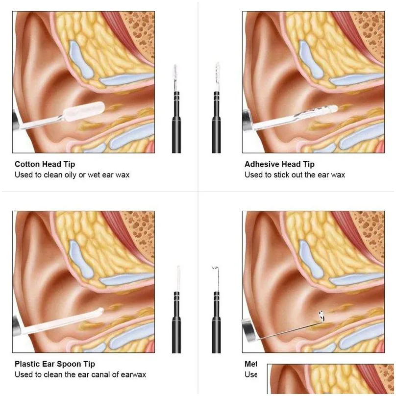 epack in ear cleaning endoscope spoon mini camera ear picker  visual mouth nose otoscope support android pc