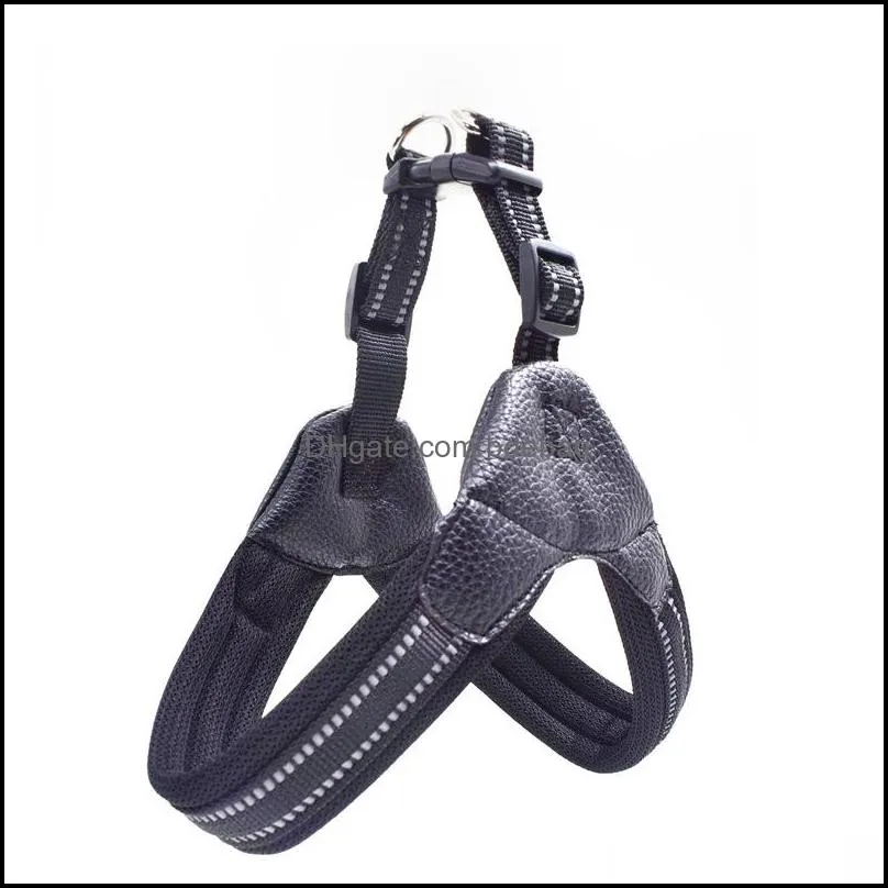 dog collars pet supplies dogs harness reflective multicolor multisize breathable fashionable firm pu chest harnesses 5513 q2