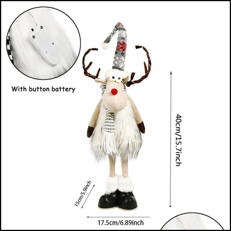 large standing elk doll with lights christmas gift for kid reindeer navidad ornaments home decor 220512