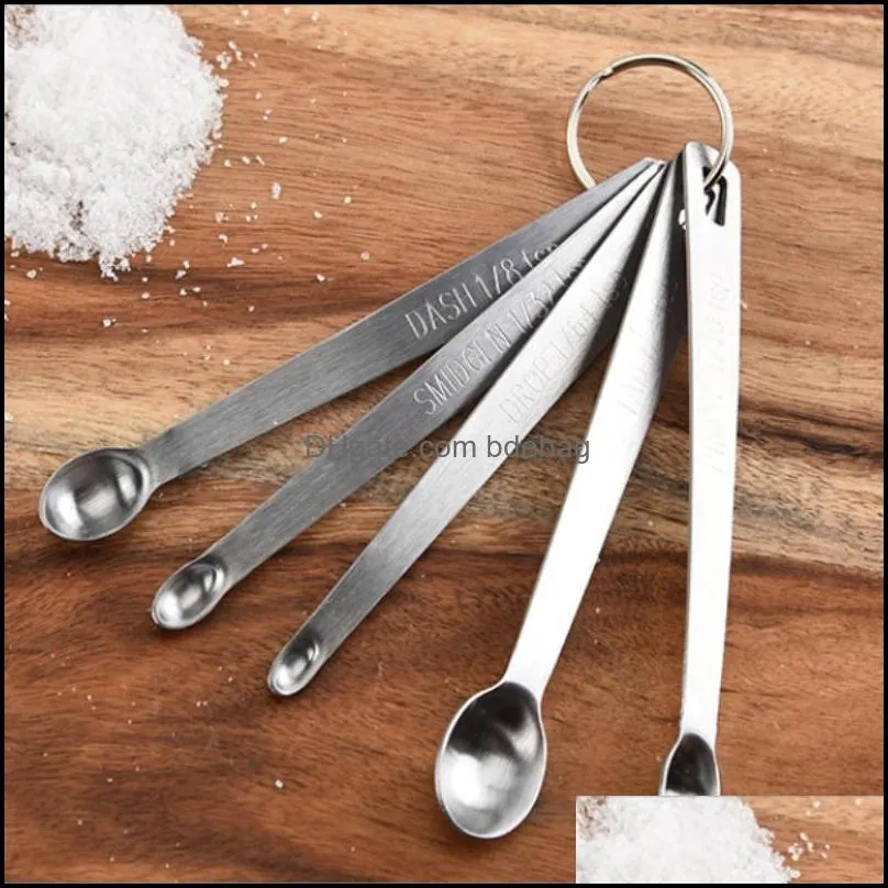 stainless steel mini kitchen tool seasoning measuring spoon five piece set combination baking 1483 t2