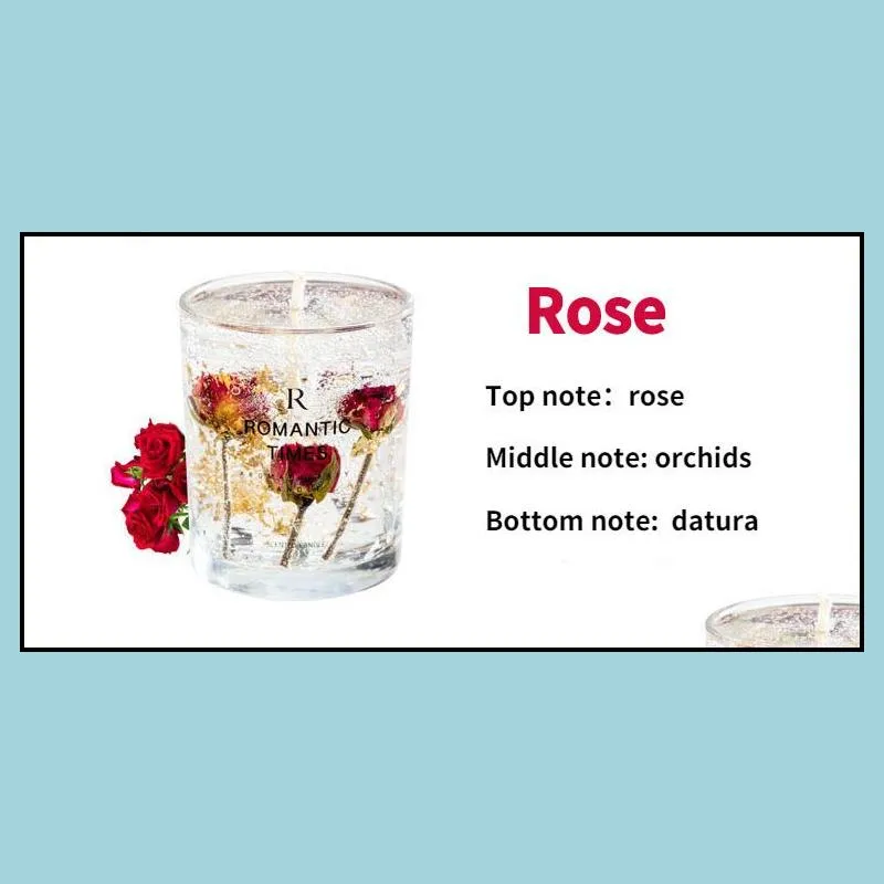 Transparent Real Fruits Flowers Gel Candle Wax In Glass Aromatherapy  Candles Scented Fragrance Vanilla For Home Decoration GIfts