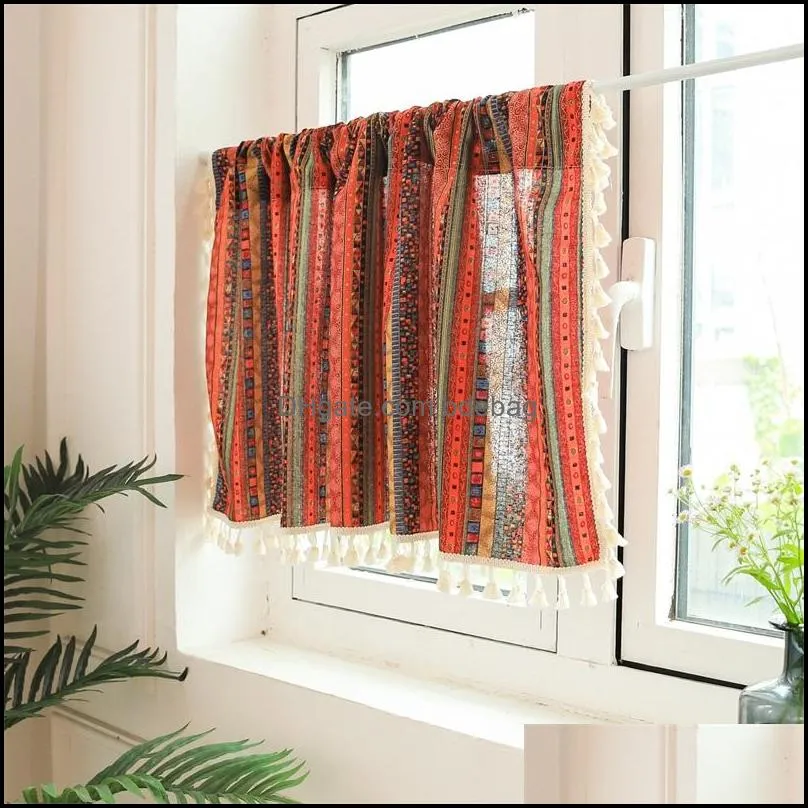 shower curtains delicate tassel half curtain window short blackout for home 5023 q2