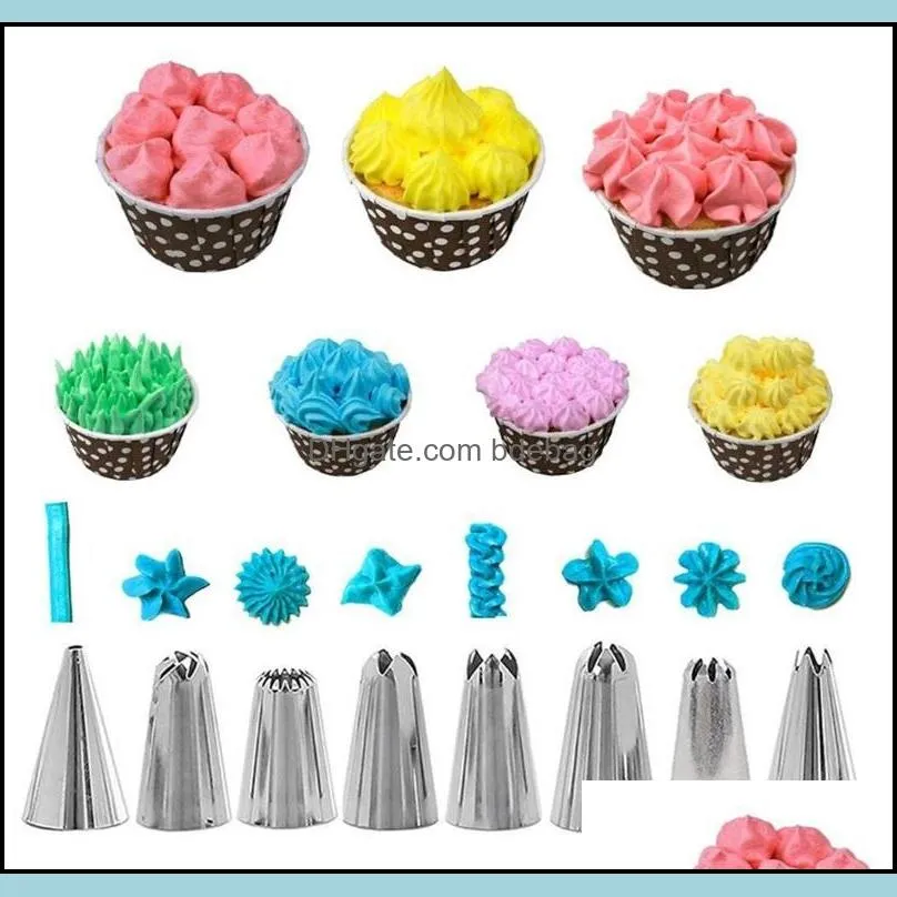 14 pcs suit cake nozzle bag clip bag small converter scraper kit stainless steel baking flower decoration utensils multi color 4 2ky