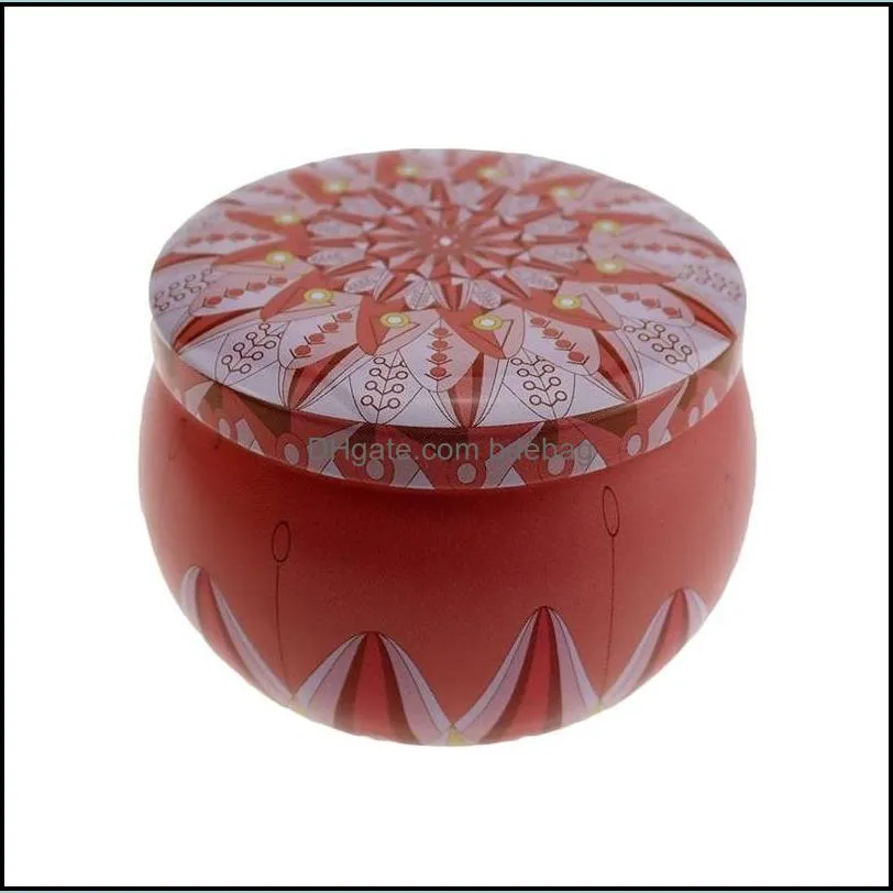 flower eyelash iron cases empty tinplate candle jars box round drum surface wax packaging candy gifts containers retro pattern 1 55ss