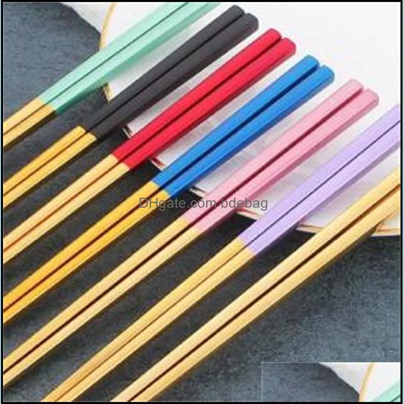 square colorful chopstick 304 stainless steel black golden color chopsticks anti slip scalding tableware selling 5 4dm l1