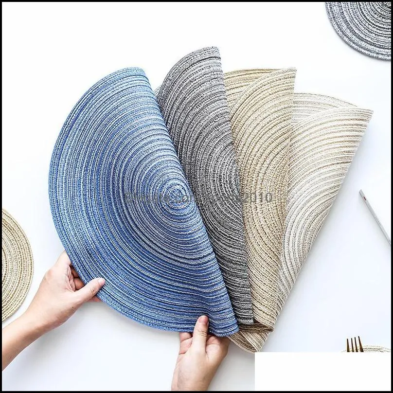 hand made weave ramie placemat circular multi colours insulation anti slip table pad hot food cup bowl pan mat new arrival 4 3dy l2