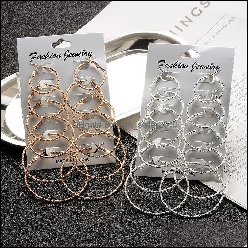 6pairs /12pairs punk hoop earrings set for women girls steampunk ear clip gold silver color big circle earring fashion jewelry party