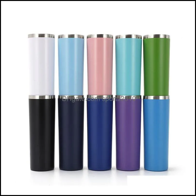 20oz slim tumbler powder coated tumblers stainless steel tumbler coffee cup vacuum insulated with straw