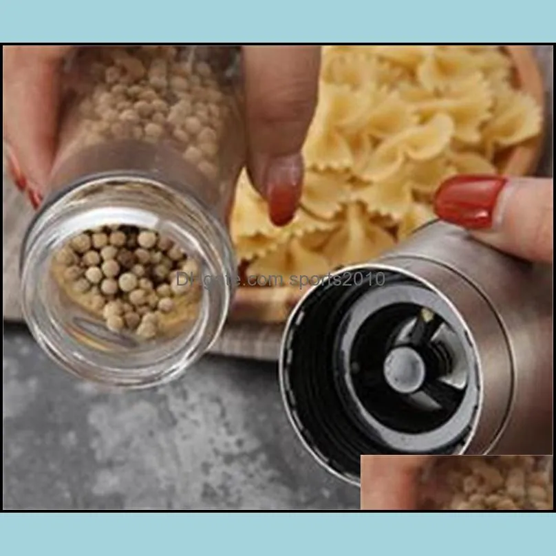 stainless steel salt pepper grinders refillable salt / spice shakers with adjustable coarse mills easy clean ceramic grinders 19 v2