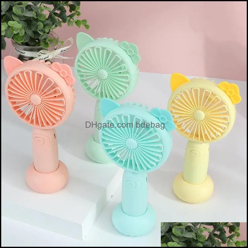 party favor outdoors portable hold mini electric fan usb with light cartoon pocket fans office summer gift 7 7lj t2