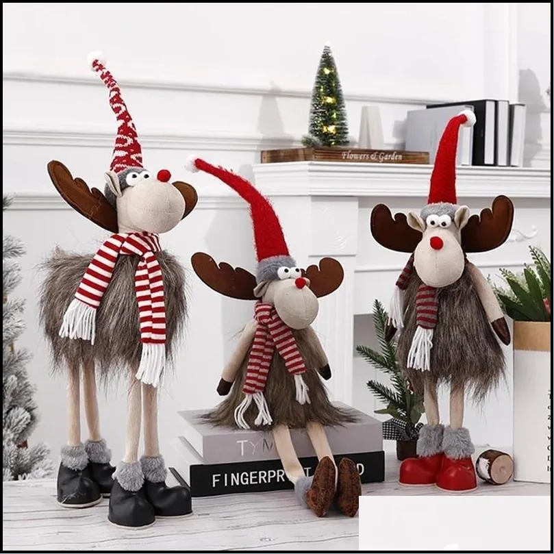 large standing elk doll with lights christmas gift for kid reindeer navidad ornaments home decor 220512