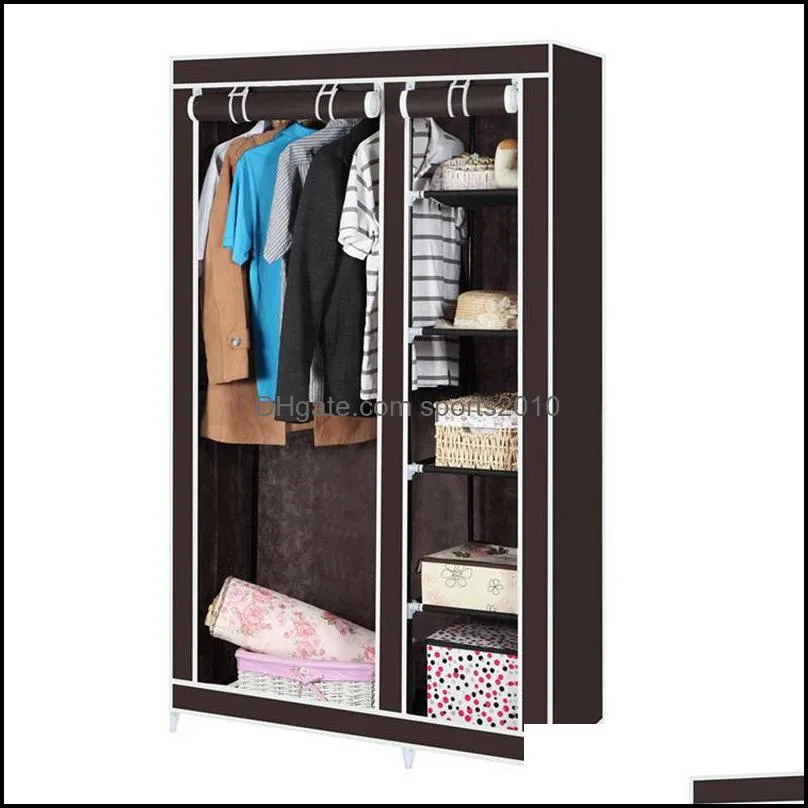 portable clothes closet wardrobe with nonwoven fabric and hanging rod quick and easy to assemble dark size 67 1963 v2