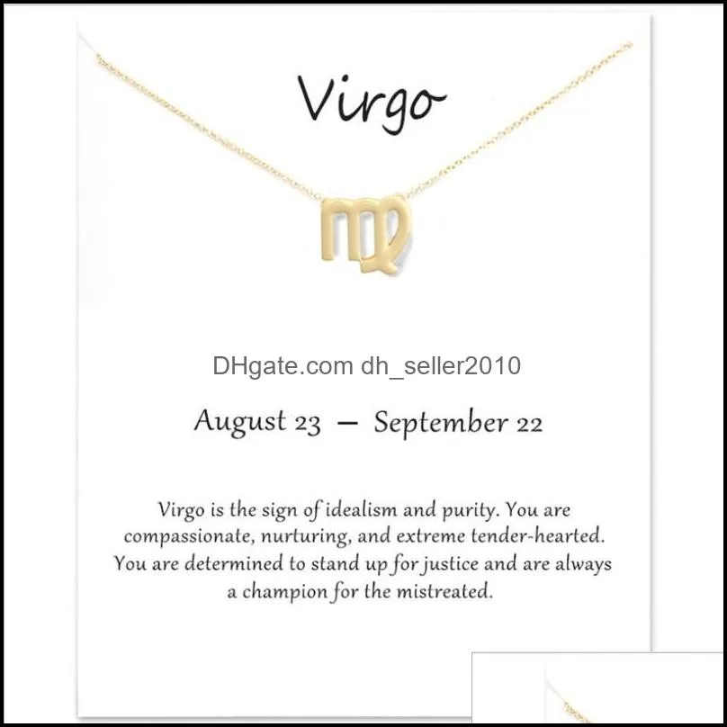 fashion jewelry 12 constellation virgo pendant necklaces for women zodiac chains necklace gold silver color birthday gift