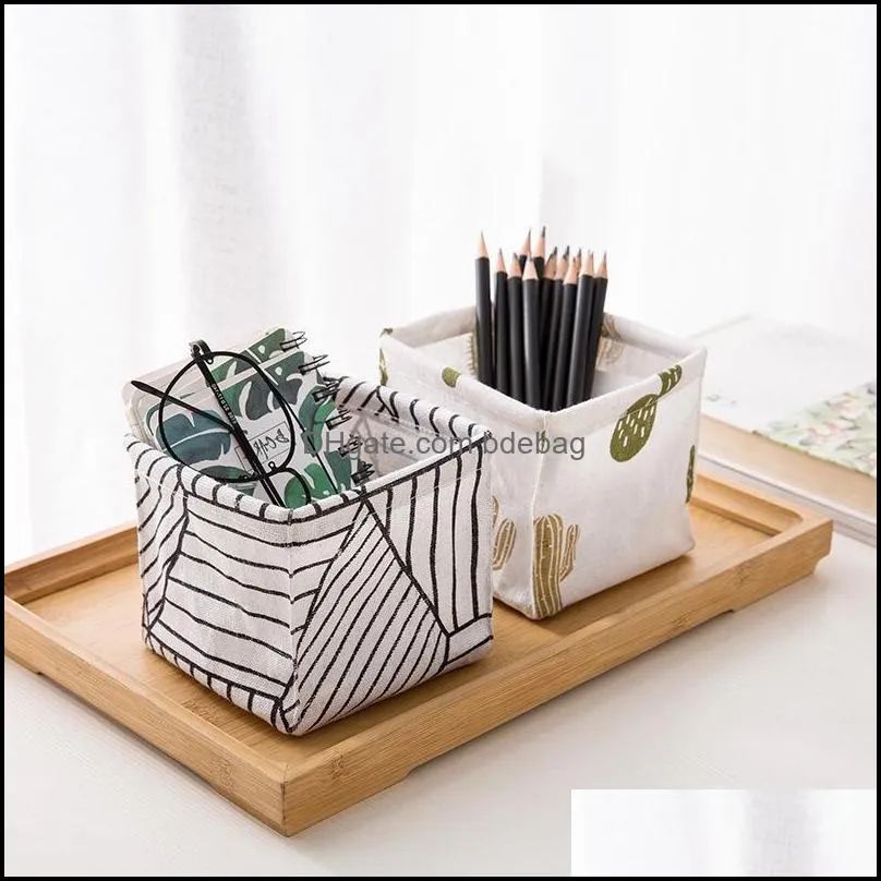 cotton linen desktop storage boxes office table stationery storages cases home furnishing cosmetics store up organizers 2 2ws l1