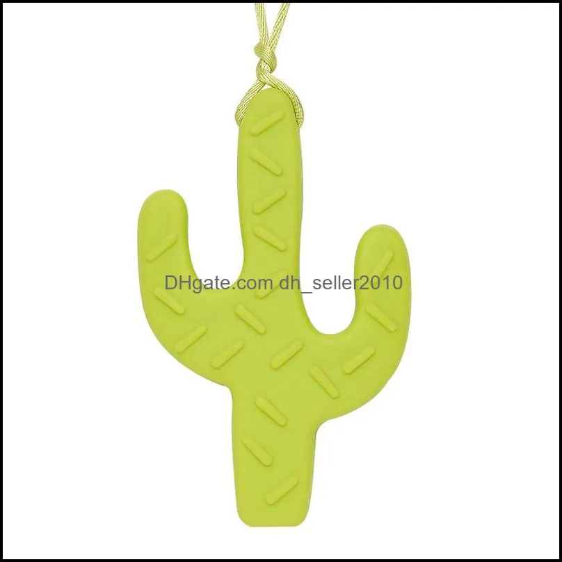 cactus teething necklace silicone pendant food grade silicone cacti beads baby teether toy sensory nursing necklace chewable pendant