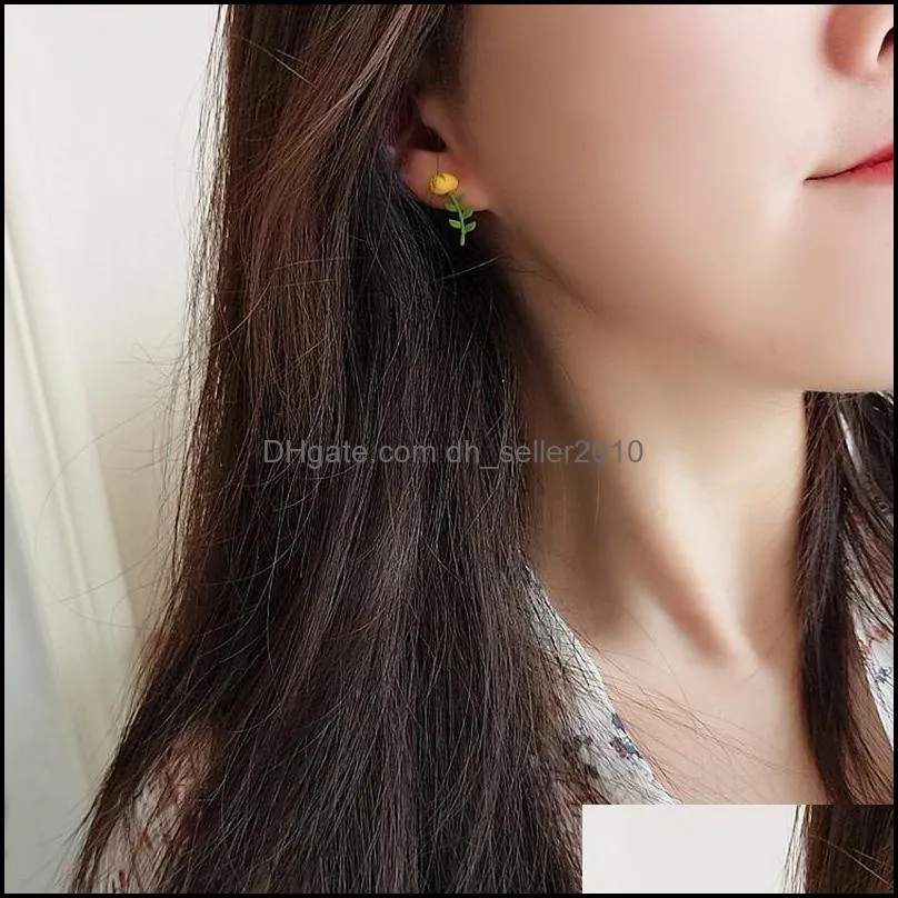 2021 contracted  sweet flowers fashion women stud earring korean eegant temperament small earrings jewelry