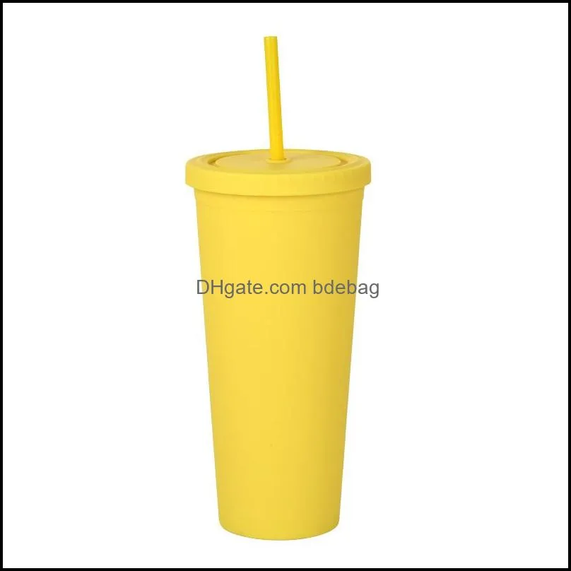 fashion colored acrylic cups 700ml plastic tumblers with lids straws double wall matte plastics tumbler reusable cup 2026 v2