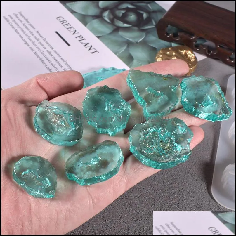 geode agate resin silicone molds irregular stone pendant mould with 11 cavity epoxy resin mold for diy jewelry and home decoration
